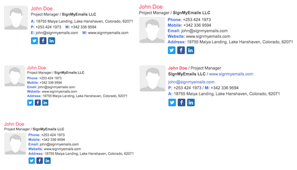 HTML email signature templates